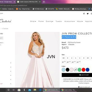 JOVANI  Blush Embellished Bodice A-Line Prom Gown